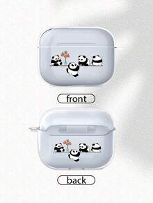 Estuche transparente para auriculares con diseño de grupo de pandas lindos, de moda y versátil, adecuado para AirPods2/3/4/Pro/Pro2/Pro3, adecuado como regalo de cumpleaños u ocasión festiva para familiares, amigos y usted mismo - transparente - Ver 2