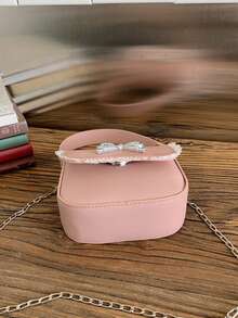 1pc Girl's Bow PU Magnetic Closure Fashion Handbag With Chain Strap, Suitable For Daily Use All Seasons - A - View 6