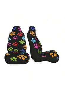 1pc Creative Colorful Dog Paw Print Car Seat Cover, Breathable Icy Silk Fabric, Soft & Comfortable, Suitable For Summer, Car Interior Decor & Protection, Accessories For Cars, Fit For Women, Universal Front Seat Cover For Sedan, SUV And Van - Multicolor - View 5