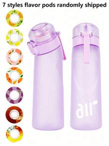 1 pieza Botella de agua deportiva con 1 pieza de cápsula de sabor aleatorio, sin azúcar y sin calorías, botella de hidratación portátil de gran capacidad, ideal para cumpleaños, fitness, correr, actividades al aire libre, temporada de regreso a clases - multicolor - Ver 19
