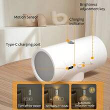 Luz Noturna LED Recarregável com Sensor, Luz Interna Branca Quente, 3 Modos de Iluminação, Luz de Escada Magnética Adequada para Entrada, Cabeceira, Escrivaninha, Guarda-Roupa - Branco Quente - Visão 4