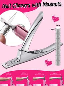 Cortaúñas magnético ajustable, adecuado para uñas acrílicas, cortaúñas acrílicas profesionales ajustables, cortaúñas de acero inoxidable, adecuado para uñas artificiales, herramienta de tijeras de uñas de hoja afilada profesional, cortaúñas acrílicas de acero inoxidable ajustable, adecuado para uñas artificiales - Plateado - Ver 3