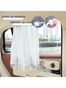 1 pieza Parasol de coche de encaje, adecuado para ventanas delanteras y traseras, protección solar y aislamiento térmico, estilo colgante de cortina lateral, parasol de coche de doble capa - Unitalla - Ver 2