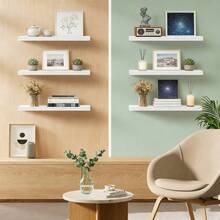 1pc Wall Mounted Shelf Rack, Suitable For Living Room And Dining Room, Requires Drilling For Installation. Wall Mounted TV Rack, Storage Shelf - White - View 6