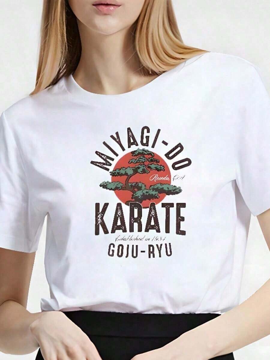 Japanese Anime Graphic Print T-Shirt, Fashionable Casual T-Shirt With Crew Neck, Short Sleeve, Plus Size T-Shirt ........Tops,Home,Blouses - 白色 7 - 查看 1