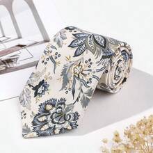 1pc Men's Floral Pattern 8cm Polyester Tie, SummerMen Necktie - Multicolor - View 4
