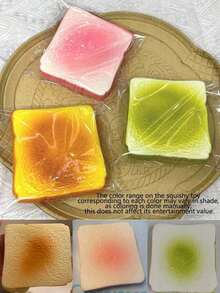 1pc Multi-Color Bread Toast Slow Rebound Squeeze Sound Toy, Sandwich Bread Slice Scented Stress Relief Squeeze Toy With Sound, Suitable For Party Gifts And Stress Relief - Pink Strawberry Bread - View 4