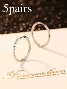 1对青少年适用圈形耳环，低过敏性，轻盈垂坠耳环 - 彩色 - 查看 11