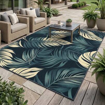 1pc Rug, Carpet, Area Rug, Doormat, European And American Luxury Classic Botanical Elements - Vintage Floral Tropical Leaf Print, Outdoor Carpet For Entryway, Balcony, Hallway, Outdoor, Patio, Living Room, Soft And Machine Washable, Home Decor
