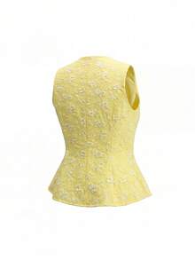 Blusa de punto sin mangas con cuello en V para mujer - Amarillo - Ver 7