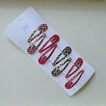 8pcs Y2K Style Cute Hair Clips Set - Leopard Print, Geometric Stars And Teardrop Shapes, Suitable For Women - Multicolor - View 9