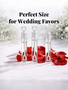 24支迷你心形泡泡棒 - 婚礼派对回礼、周年庆典用品，4英寸心形泡泡棒，适用于新娘送礼会、生日及其他特殊场合（白色）。精美的泡泡棒派对回礼，适用于婚礼和周年纪念日。泡泡管、婚礼泡泡、派对回礼。婚礼送别、新娘送礼会礼物、派对用品大包装、透明迷你泡泡管。浪漫求婚惊喜。 - 泡泡管 - 查看 5