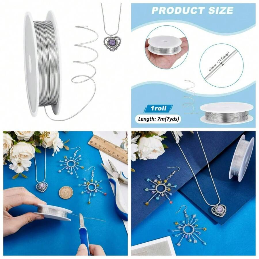 Tarnish Resistant Silver Craft Wire 0.5mm 25 Gauge Jewelry Making Supplies For DIY Beading And Crafting 3.2 FT - 1 - View 1