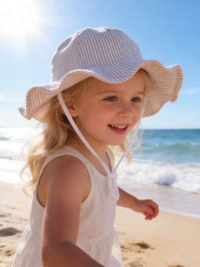 Mũ chống nắng cho bé sơ sinh, chống tia UV UPF 50+, phụ kiện cần thiết cho mùa hè đi biển, mũ điều chỉnh được, vành rộng kiểu xô dành cho bé trai và bé gái từ 0-12 tuổi.