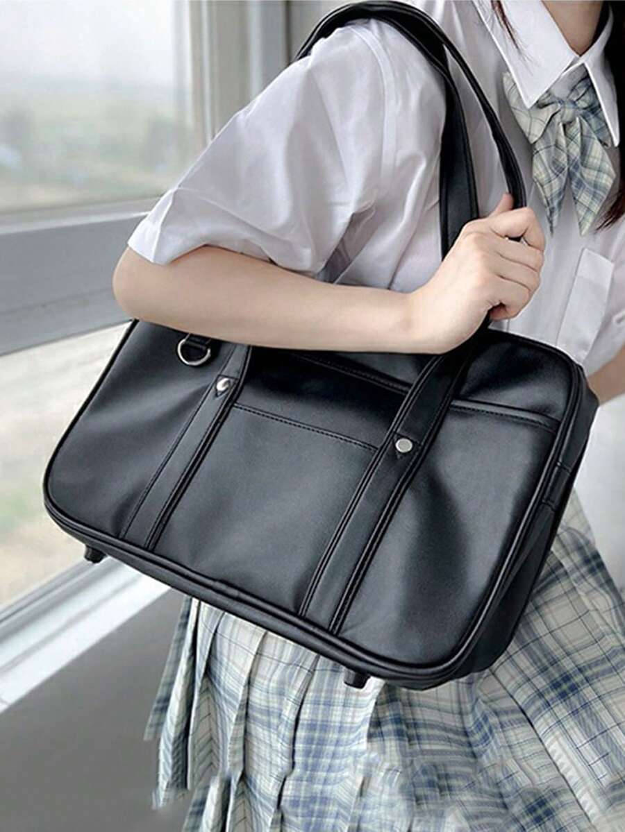 Versatile Minimalist Large Capacity Multifunctional Shoulder Bag - Black - View 1