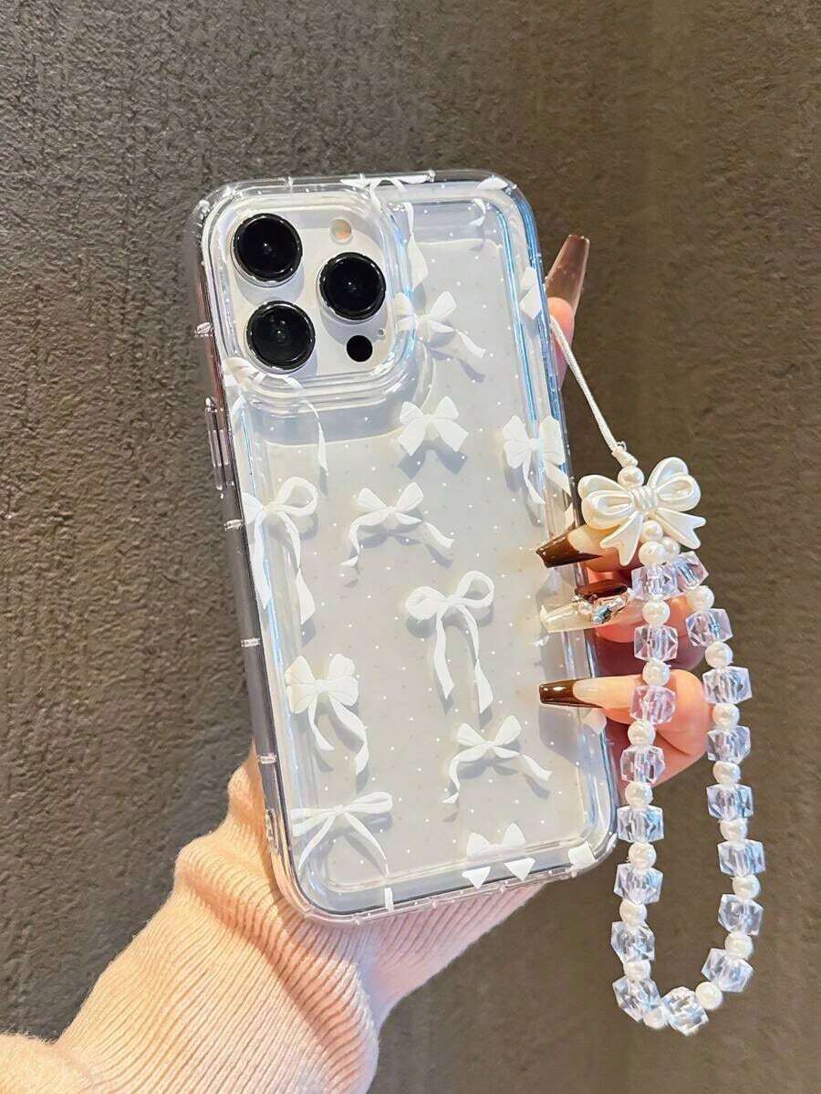 White Bow Pattern Fashion Phone Cases White Polka Dot Bow Design Shock-Proof Phone Case With Fashionable Lanyard, Compatible With Apple 17 Pro Max, 11, 12, 13, 14, 15 Pro Max/13 Pro Max, XR, XS, 16 And Galaxy A54 5G, A52, A14, A15, A12, S22, S21, S24, S25, S25 Ultra, S21 Ultra, A55 5G, A71 4G, A34 5G, A22, A13 4G, A05S And More Spring Gift Birthday Case,International Version, Not The Domestic Version - nhiều màu7 - Xem 1