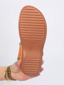 Women's Sandals, Summer Orange Sandals, Holiday Essential, Comfortable And Lightweight, Single Buckle Design, Elegant And Fashionable - Orange - View 8
