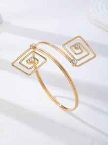 1 pieza Brazalete geométrico de metal para el brazo superior - Brazalete cuadrado para mujeres - Dorado - Ver 4