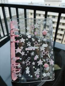A6 Double Buckle Bowknot Star Transparent PVC Soft Cover Loose-Leaf Sticker Memo Pad, Suitable For Scrapbooking, Bullet Journaling, Instant Camera Album, Sticker Collection, Note Taking, Transparent PVC, Double Buckle Design, Bowknot Star, Soft Shell Protection, Detachable Loose-Leaf, Portable And Stylish, Multi-Functional Storage - Rectangle - View 17