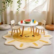 1 pieza Alfombra decorativa con sol para habitación infantil, decoración de dormitorio, alfombra pequeña para sala de juegos, decoración del hogar, alfombra de dormitorio, decoración de sala de estar, alfombra para exteriores, alfombra lavable - Multicolor - Ver 9