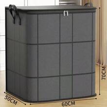Black Foldable Wardrobe Storage Box, Stackable Large Capacity Storage Bin, Space-Saving Blanket Storage Box, Thick Moving Packing Bag, Foldable Clothes & Bedding Storage Bag With Dual Zippers And Handles, Suitable For Moving, Travel, Storage Basket And Under Bed - Grey - View 13