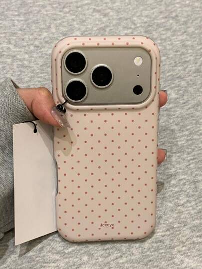 Schattig minimalistisch Macaron Polka Dot schokbestendig beschermhoesje voor je telefoon, compatibel met iPhone 17 Pro Max 17 Pro 13 14 15 16 Pro Max 13 15 17 Glanzend jelly hoesje voor vrouwen en meisjes