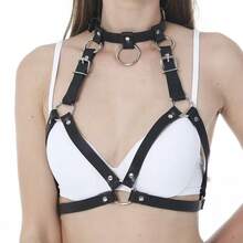 Áo ngực lưới gợi cảm bằng da dành cho nữ, dây nịt tất gợi cảm và phụ kiện nội y cho Halloween. - màu đen - Xem 4