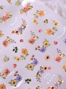 1 miếng dán móng tay hình hoa phong cách retro Kawaii tinh tế, hoa kim loại dập nổi, tự dính, dùng để trang trí móng tay. - Nhiều màu - Xem 4