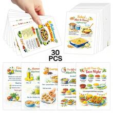 30 Thẻ Công Thức Nấu Ăn Bổ Dưỡng - Thẻ công thức dễ làm, lành mạnh và ngon miệng, hướng dẫn chuẩn bị bữa ăn minh họa với salad mì ống, rau xào, đồ ăn nhẹ bổ dưỡng và nhiều hơn nữa, thẻ lập kế hoạch bữa ăn gia đình. - Bộ - Xem 1