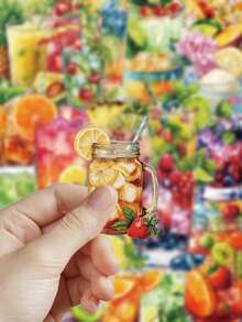 50pcs Summer Drinks Stickers For Luggage, Laptop, Scrapbook, Desktop, Room Storage Box, Decor DIY Transparent Stickers Scrapbook Supplies Scrapbooking - Summer Drinks - View 5