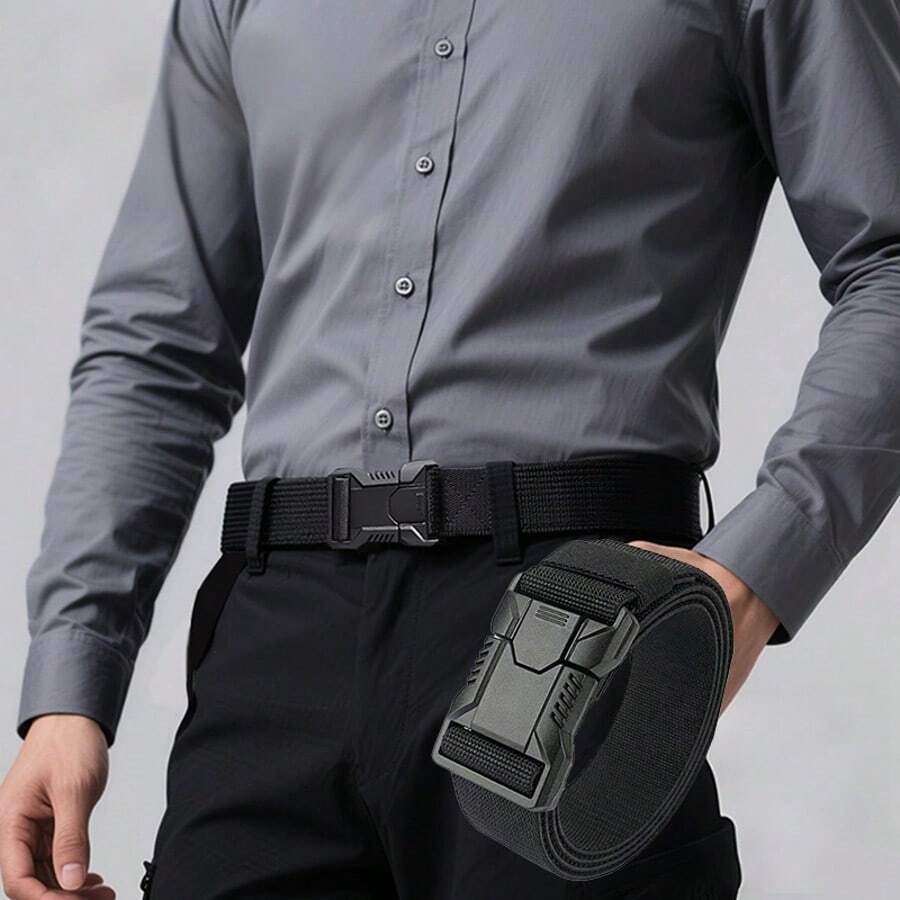 1 chiếc thắt lưng chiến thuật nam mới, khóa tự động, thắt lưng quần co giãn bằng nylon dành cho hoạt động ngoài trời, thắt lưng nam. - phong cách giản dị - Xem 1