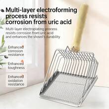 Stainless Steel Perforated Cat Litter Scoop, Metal Two-In-One Cat Litter Scoop, Special Tofu Sand Cat Litter Dedicated Scoop, Convenient Cat Litter Scoop, Cat Feces Scoop, Coarse And Precise Cutouts Dual-Purpose Cat Litter Cleaning Tool, Essential Item For Pet Cats, Pet Cat And Dog Supplies, Multi-Functional Use Tool, Beach Scoop Sand Tool, Shell Collecting And Sand Leakage Removal Tool - Multicolor - View 4