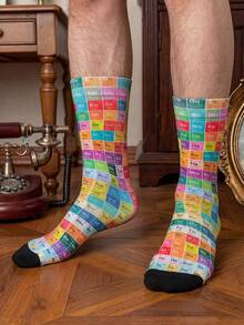 1/3 Đôi tất dài đến bắp chân kiểu bảng tuần hoàn các nguyên tố hóa học sáng tạo, tất nam độc đáo, thú vị và phù hợp cho mùa hè. - Nhiều màu - Xem 1