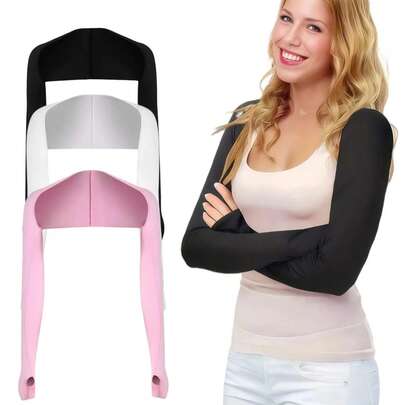 Women's Ice Silk Arm Sleeves UPF50+ Sun Protection Loose Fit Shawl Sleeves Breathable Cooling Arm Covers For Cycling Golf Outdoor Sports | Optional Add-On Ice Silk Anti-UV Face Mask Sun Protection Neck Gaiter Face Cover Multi-Use Sun Shield