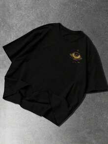 Manfinity Roughcore Men's Casual Short Sleeve Crew Neck T-Shirt With Creative And Versatile Playing Card Graphic Design - Black and White - View 2