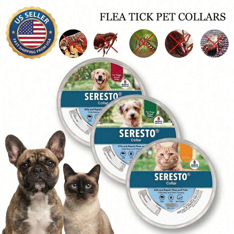1/2/3 Packs SEREST0 Flea And Tick Collar For Large Dogs, Small Dogs And Cats 8 Month Protection Breakaway Safety Design - Chó lớn - Xem 1