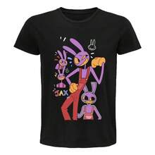 Playera Jax Anime Manga Summer Casual 180g Pure Cotton T-Shirt Graphic Tee,1 Piece,Family Matching Outfits, Suitable For Everyday Casual Wear, Dates, And Shopping Trips - màu đen - Xem 1