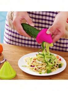 1pc Multi-Function Spiral Vegetable Peeler/Slicer - For Potatoes, Carrots, Radishes, Etc. - Multicolor - View 4