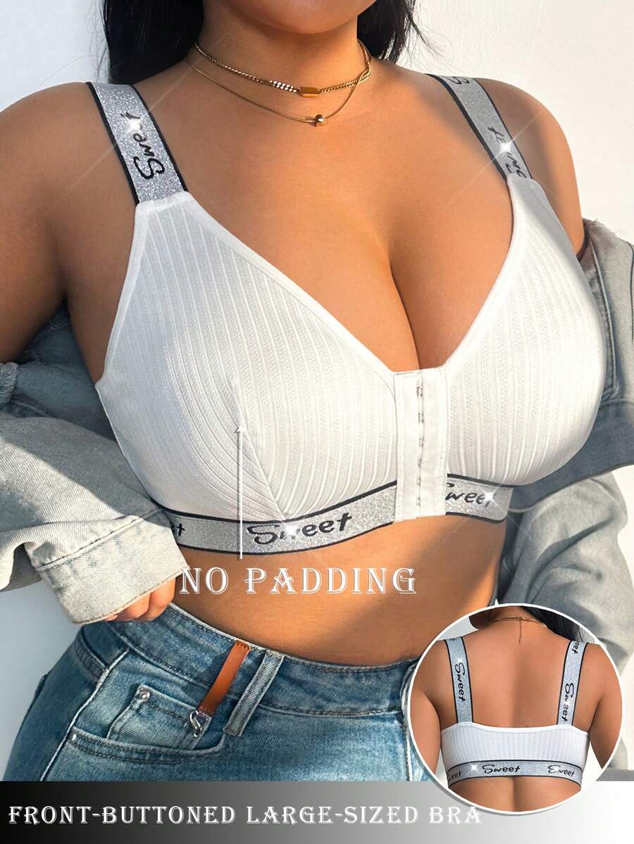 Silver Wire Seamless Front Closure Plus Size Bra For Women