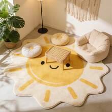1 pieza Alfombra decorativa con sol para habitación infantil, decoración de dormitorio, alfombra pequeña para sala de juegos, decoración del hogar, alfombra de dormitorio, decoración de sala de estar, alfombra para exteriores, alfombra lavable - Multicolor - Ver 12