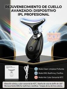 Masajeador Cuello IPL 3 Colores EMS Adios Papada Efecto V-Shape Calor 45C Nutricion Piel Radiante Padrisimo Regalo Mama Neta Chula Gua Sha Electrica Firmeza de Volada Negro Blanco Rojo - Ver 9