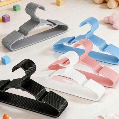 20pcs Baby Clothes Hangers, Large Capacity Hard Plastic Children's Hangers, Suitable For All Baby & Toddler Clothes Like Shorts, Shirts And Thick Outerwear, Colorful