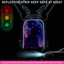 3PCS Cat Backpack For Girls, 16" Kids Reflective Backpacks For Elementary Preschool, Girl Bookbag With Lunch Box - 16UV Backpack - View 5