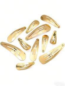 30pcs Gold Metal Water Drop Shaped DIY BB Clips, Minimalist Style Casual Hair Clips, Hair Accessories, School Supplies - Gold - View 5