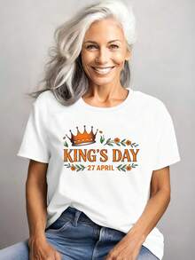 King's Day Women's Summer T-Shirts, Comfortable Pure Cotton T-Shirt, Men's T-Shirt, Men's Summer T-Shirt - White - View 6