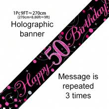 1 peça de decoração de aniversário com bolhas brilhantes rosa-avermelhadas de 2,74 m (9 pés) para festas de aniversário de 16, 18, 21, 30, 40, 50, 60, 70, 80 e 90 anos, holográfica preta e dourada. - B Rosa Vermelha - Ver 13