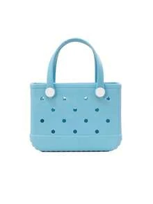 1pc Large Capacity Practical EVA Beach Tote Bag, EVA Women's Beach Handbag With Breathable Holes - Lightweight Durable Solid Color Open Design, Large Waterproof Washable Sturdy Open Tote Bag, Suitable For Beach, Pool, Sports, Pool Side, Shopping And Picnic - Fashionable Holiday Accessory, Beach Bag, Holiday, Casual Outing, Festival Gift, Leisure Use, Stylish Tote Bag | Vibrant Tote Bag | Durable Tote Bag, Cute Tote Bag, Christmas Gift, Shopping, Swimming, Work, Travel - Multicolor - View 16
