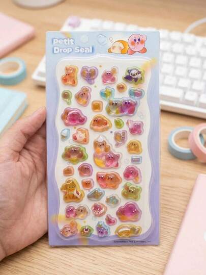 3D可爱贴纸，趣味闪亮浮雕装饰，立体趣味日系动漫贴纸，质感扎实，自粘防水不粘装饰贴纸，纹理增添深度和氛围感，混色设计，不对称形状，防水装饰贴纸