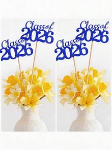 6件套2026届毕业班蓝色桌面摆件，毕业班中心摆件，带支架的毕业派对装饰，2026届毕业派对桌面装饰，闪光桌面装饰，毕业派对装饰 - 蓝色 - 多色B - 查看 9