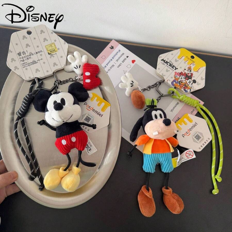 Disney 经典米奇老鼠毛绒钥匙扣挂件，儿童背包装饰，女孩生日及节日礼物
